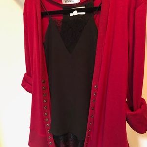 Red Snap Button Cardigan